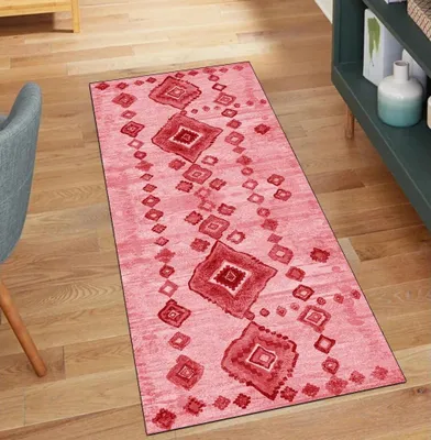 Produktbild von Rutschfester Vintage-Teppich, rot, 60 x 800 cm, für Flur und Gang