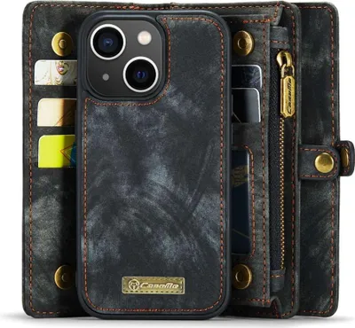 Produktbild von iPhone 13 Hülle - CaseMe 008 2-in-1 Klapphülle & Back Cover mit Brieftasche - Schwarz