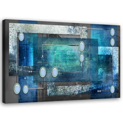 Produktbild von Leinwandbild blaue 3d-abstraktion 120x80 cm Feeby blau wandbild bereit zum aufhängen