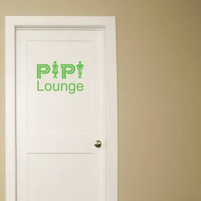 Produktbild von Wandtattoo - Wandaufkleber - Tür- Wandtattoo "Pipi Lounge" - 50cm x 36cm lindgrün - Dekoration Küche Wohnzimmer Wand