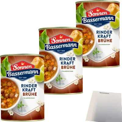 Produktbild von Sonnen Bassermann Rinder-Kraftbrühe 3er Pack (3x400ml) + usy Block