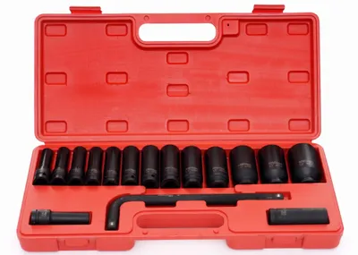 Obrázok produktu pre Sada nástrčných hlavíc pre rázový uťahovák Kraft&Dele KD11755, 1/2", 10–32 mm, 16 kusov