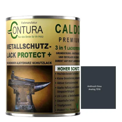 Produktbild von Contura 3 in 1 Rostschutzfarbe 500ml. Metallschutzlack GLÄNZEND RAL Metall Lack Farbe Grundierung Rost - RAL 7016 Anthrazit Grau