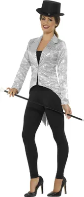 Produktbild von Smiffys - Frack für Damen - Kostüm SM967 (M) (Silber)