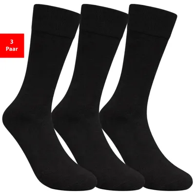 Produktbild von Gesundheitssocken Socken ohne Gummibund & Naht – Komfort Baumwolle Damen Herren - Schwarz 35-38 3 Paar