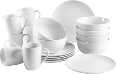 Produktbild von Mäser 993650 Barca Frühstücksset, Porzellan, weiß, 18-teilig (1 Set)