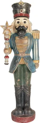 Image de Clayre & Eef Figurine Casse-Noisette 21x15x60 cm Bleu Plastique