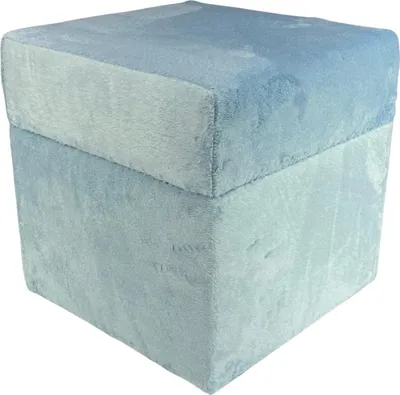 Obrázok produktu pre Zamatová stolička MINKY 40x40 cm štvorcová s úložným priestorom - rozkladacia čalúnená stolička zo zamatovej látky - svetlomodrá
