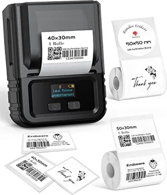 Produktbild von PHOMEMO M120 Labeldrucker, 3 Roll, Bluetooth -Thermal -Etikettierungsgerät, tragbare monochrome kleine Unternehmen, Heimetiketten, iOS und Android