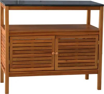 Produktbild von Dehner Outdoor-Küche Southampton Schrank, mit extra Regalboden, 100 x 50 x 90 cm, FSC®-es Akazienholz / Stein, braun