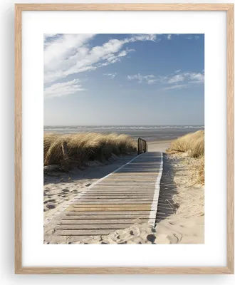 Produktbild von Gerahmtes Poster - Rahmen in heller Eiche - Strand Meer Fußgängerbrücke Ufer - 40x50 cm - Wand Bild - Wanddeko - Wandbilder - Wandposter - Bilderrahmen - Bilder - Kunstdruck - P2NPA40x50-2657