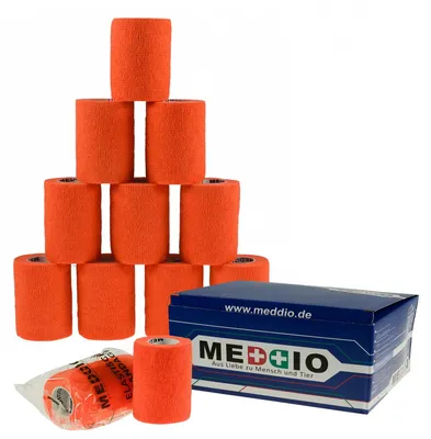 Produktbild von 12 Haftbandagen / Selbsthaftende Bandagen  7,5 cm x 4,5 m orange