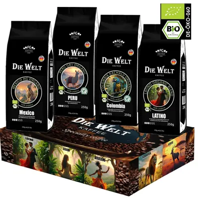 Produktbild von Die Welt Kaffee Set Latino Organic Kaffeebohnen 4x250g