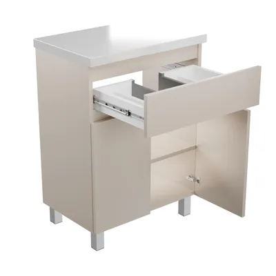 Obrázek produktu pro paplinskimoebel - Umyvadlo na desku, Komoda, Koupelnová sada, Koupelna pro hosty, Dveře, Zásuvka, WC, 60, Kašmír, Béžový vysoký lesk, Lesklé nohy, WC