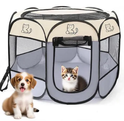 Imagen del producto de Omgoods - Jaula plegable para cachorros, apta para perros y gatos, de 74 x 74 x 43 cm