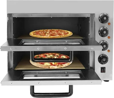 Immagine prodotto di Forno per pizza a due piani, forno per pizza a gas da 3000 watt, forno elettrico professionale per pizza, adatto per cucine domestiche, ristoranti, pizzerie e panetterie.