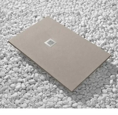 Immagine prodotto di Piatto doccia 65X120 cm Vulcano Line Slim Beige Ral 1019 in resina sintetica e polvere di marmo con scarico libero - FRASCIO