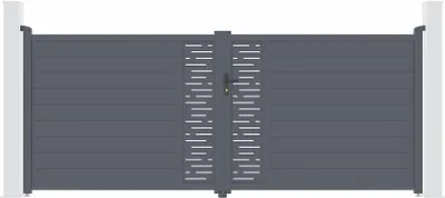 Produktbild von Doppelflügeltor aus Aluminium 4m ARLBERG H.160cm grau