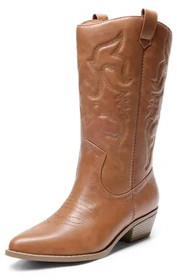 Produktbild von DREAM PAIRS Damen Cowboy Stiefel,Bräunen,37