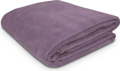 A folded purple blanket on a white background.