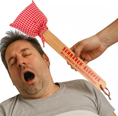Productafbeelding van Snurkklopper - Grappige houten klopper met gewatteerd hoofdkussen - Cadeau tegen snurken - 40 cm