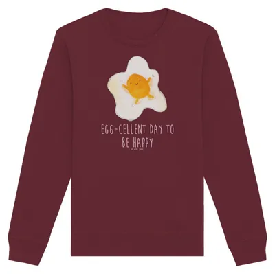 Produktbild von Mr. & Mrs. Panda Baumwoll Pullover Spiegelei Ei Größe XXL - Burgundy - Geschenk, Sweater, Liebe, Schön, Tag, Glücklich, Lustige Sprüche, Sweatshirt, Bio, Pulli