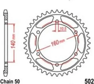 Obrázok produktu pre Reťazové koleso 45 Z rozstup 530 pre KAWASAKI GPZ 1100 95-98   Zadné reťazové koleso