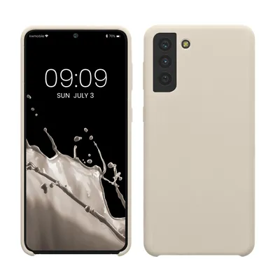 Produktbild von kwmobile Hülle kompatibel mit Samsung Galaxy S21 Plus Hülle - Silikon Handy Case - Handyhülle weiche Oberfläche - kabelloses Laden - Creme matt