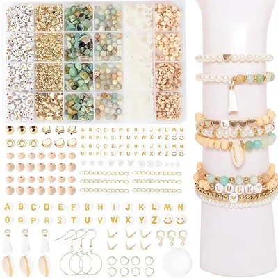 Armband-Knutselset mit Glas-, Naturstein- und Tonperlen, DIY