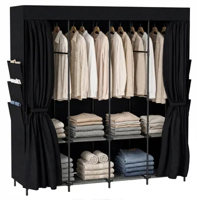 Produktbild von Stoff Kleiderschrank staubdicht tragbar 5 Kleiderstangen 170 x 45 x