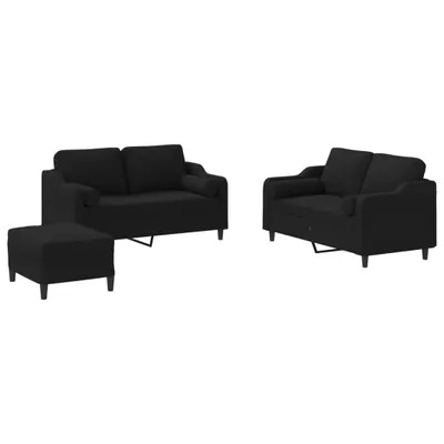 Produktbild von 3-tlg. Sofagarnitur mit Kissen Schwarz Stoff