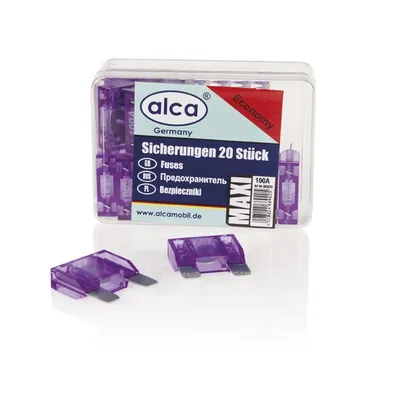 Produktbild von alca® Maxi-Sicherung 100A; 20 St. Economy Box 32 V Farbe - violett Maxi Flachsicherung für Fahrzeuge LKW Bus Schwermaschinen Traktor Auto