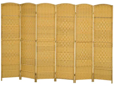 Zdjęcie produktu dla HOMCOM Parawan, 6-częściowy, 270 x 180 cm, przegroda do pomieszczeń, składana, wykonana z naturalnego drewna
