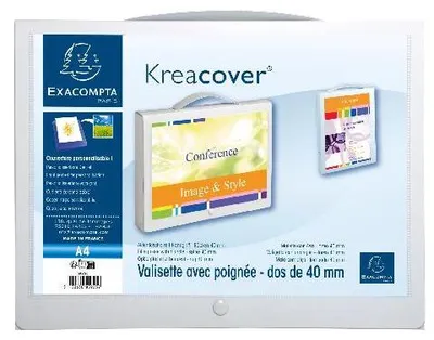 Produktbild von Exacompta 10x Aktenmappe PP 800µ + Griff Krea Cover, für Format A4, Weiß, 5925E