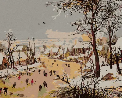 Produktbild von Diamondi - Diamond painting - WINTERLANDSCHAFT MIT EISLÄUFERN UND VOGELFALLE (PIETER BRUEGEL), 40X50 cm, mit Keilrahmen (bereits gespannt)