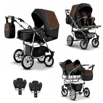 Produktbild von Zwillingskinderwagen 5 in 1 City Twin inkl. Autositze - 16 Teile -  in 19 Farben