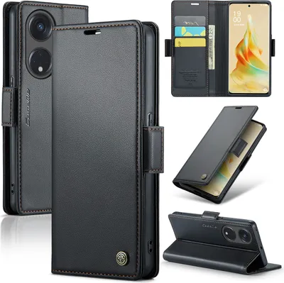 Image de Oppo Reno8 T 5G Case, RFID Blocking Card, Advanced Flip Leather Case with Stand Function for Oppo Reno8 T 5G Black