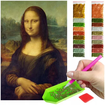 Zdjęcie produktu dla Haft diamentowy ARTULIO - Mona Lisa Portret - 60 x 40 cm - Diamond painting, Kompletny zestaw: mozaika + akcesoria
