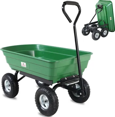 Produktbild von GARDEBRUK® Bollerwagen mit Kippfunktion 300kg Belastbar 4 Profil Gelände Räder Luftbereift Lenkachse 75L Groß Transportwagen Handwagen Gartenwagen