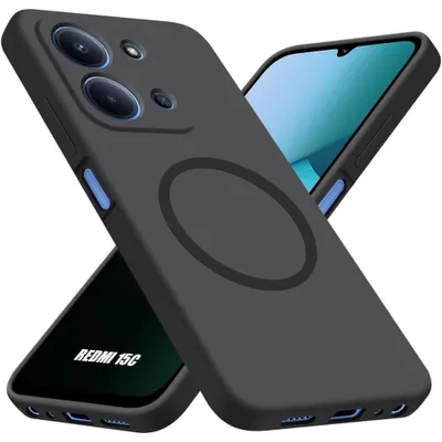 Image de Coque pour Xiaomi Redmi 15C 4G/5G, Protection Antichoc Anti-Rayures avec Anneau Magnétique Noir