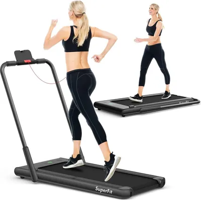 Produktbild von 2 in 1 Laufband mit APP & Fernbedienung | Bluetooth | 1-12 km/h | LED Display | Handyhalterung | klappbar | bis 120 kg belastbar