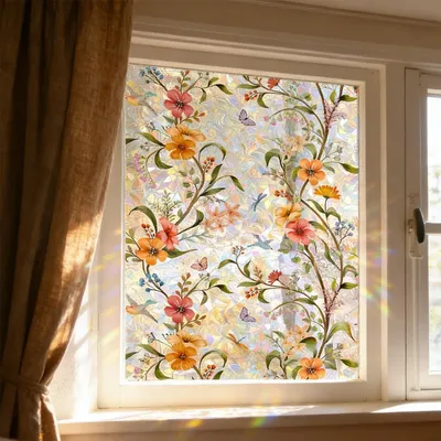 Produktbild von Solidchoice – Sichtschutzfolie für Fenster mit Blumenmuster, 40 x 100 cm
