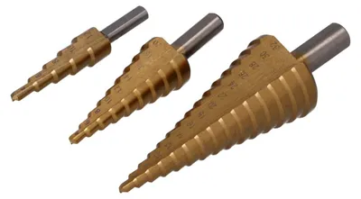 Produktbild von HSS Stufenbohrer Set 3tlg Schälbohrer Kegelbohrer Kegelsenker 4-32mm