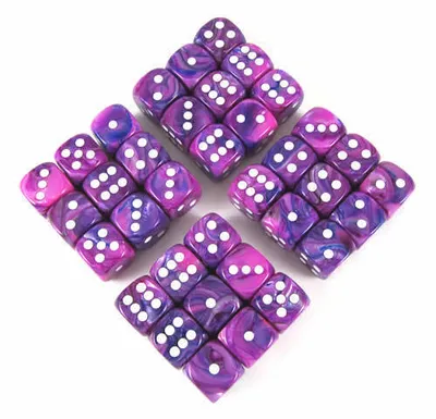 Produktbild von Chessex festliches Violett/Weiß D6 12mm Würfelset (36 Stück)