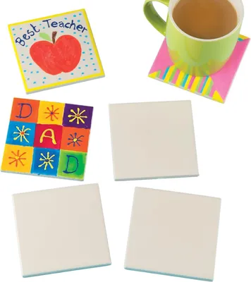 Immagine prodotto di Sottobicchieri in Vetroceramica da decorare (6 pezzi), ideali per progetti creativi per bambini.