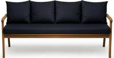 Produktbild von Gartenkissen Set blau – 170x60 + 4x50x56 cm Gartenkissen für ein 2-3-Sitzer-Sofa  Weiche Auflagen für Rattan/Polyrattan – Abnehmbare Bezüge