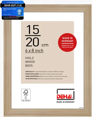 Image de DEHA Design Cadre pour portrait en bois, cadre photo Fontana, 15x20 cm, chêne
