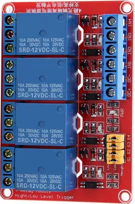 Obrázek produktu pro 4-kanálový optočlenový reléový modul 12V vysokoúrovňová a nízkoúrovňová spouštěcí deska pro AC/DC zátěže