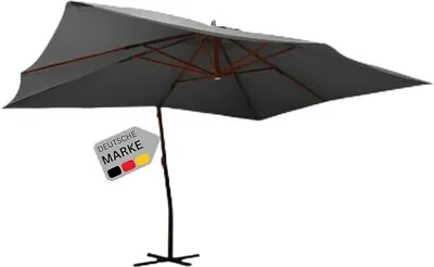 Produktbild von DELUKE® Ampelschirm rechteckig ROOT 400x300cm Anthrazit | UV-Schutz, Kippbar, 360 Grad drehbar | Sonnenschirm rechteckig Kurbelschirm Standschirm Sonnenschutz