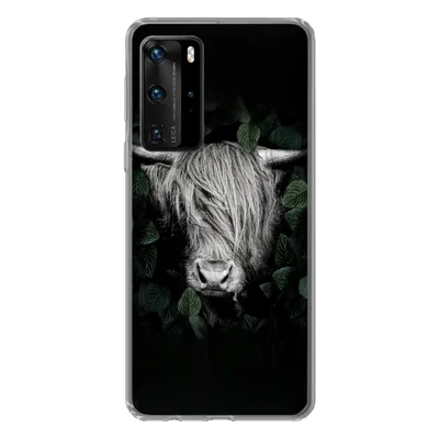 Produktbild von MuchoWow® Handyhülle Schutzhülle Hülle für Huawei P40 Pro Schottischer Highlander - Blätter - Porträt Silikon Softcase Handy Hülle - Schutz